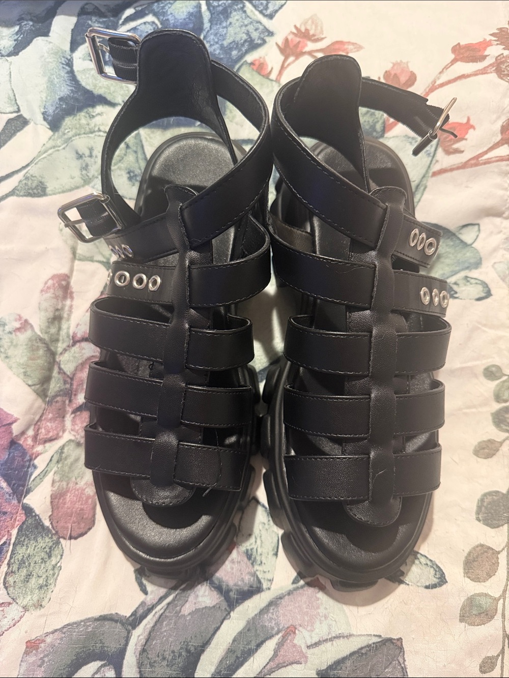 Black Strappy Gladiator Sandals